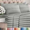 Cal King 6 Piece Sheet Set - Comfy, Breathable & Cooling - Soft Hotel Luxury Bedding for Women, Men, Kids, Teens & Children - 1 Flat & 1 Fitted Sheet & 4 Pillowcases w/ Deep Pockets - Grey Stripes 3