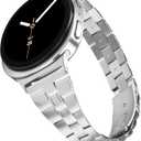 Stainless Steel Bands Compatible with Samsung Galaxy Watch 8 40mm/44mm Classic 46mm Women Slim Metal Replacement Wristbands (Silver)