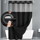 YellyHommy No Hook Shower Curtain with Snap in Liner Set Less Time Black Waffle Shower Curtain for Bathroom 81" L x 72" W