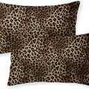 Leopard Print Pillow Covers 12x20 Set of Brown Animal Skin Cheetah Print Throw Pillow Covers Outdoor Decor, Abstract Modern Bohemian Farmhouse Linen Decorative Cushion Cover for Sofa Couch