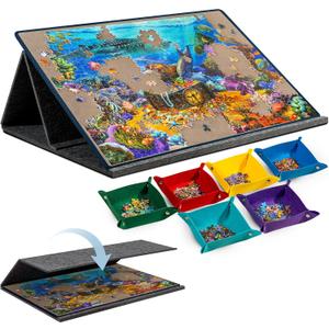 Becko US 1000 Piece Tilting Puzzle Board with 6 Trays & Cover, Adjustable Puzzle Table with Stand/Easel, Portable & Lightweight Mat for Puzzle Storage, for 1000 Pieces Jigsaw Puzzles (Gray)