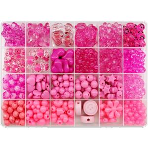 570pcs Acrylic Rose Red Beads - Assorted Pastel Candy Color for Bracelets, Necklaces & DIY Crafts