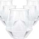 Goodluck 40 PCS Diamond Stemless Plastic  Whiskey Glasses, 12 Oz Disposable Cocktail Glasses, Suitable for Weddings, Birthday Parties, Family Gatherings, Bars, etc (Clear)