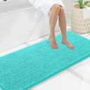 Smiry Luxury Chenille Bathroom Rugs 59x20, Extra Soft and Absorbent Shaggy Bath Mat, Machine Washable, Non-Slip Plush Carpet Runner for Tub, Shower, and Floor, Home Decor Accessories, Turquoise