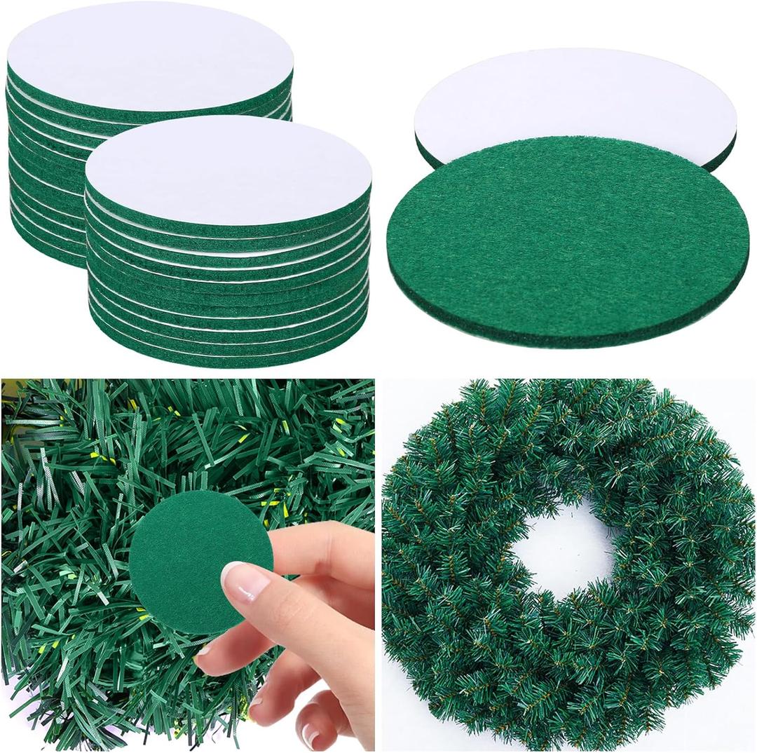 2 x 24 Pcs Christmas Wreath Pad, Christmas Door Protector Felt Adhesive Non Slip Door Garland Wreath Backing Padding Prevent Decorative Protection for Xmas Holiday Scratch Dings Dent(Green)