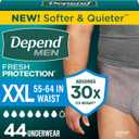 Depend Fresh Protection Adult Diapers for Men, XXL, 44 Count
Grey, Disposable, Incontinence Underwear for Men, Feels Like Real Underwear