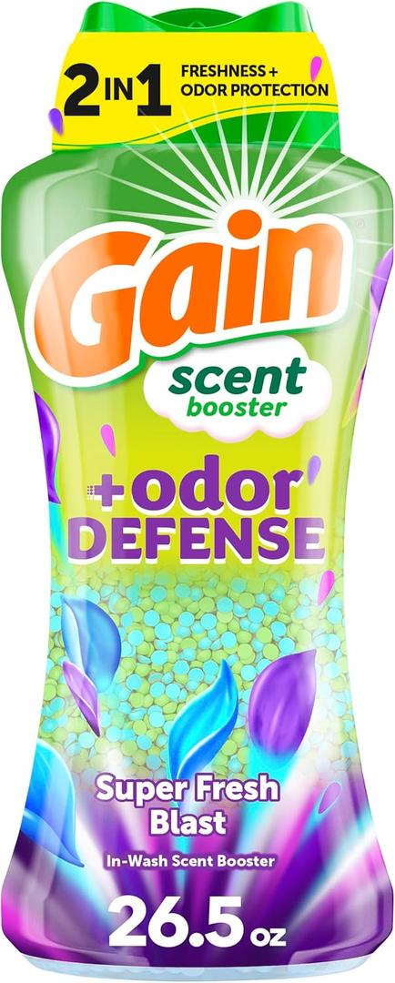 Gain Odor Defense In-wash Scent Booster, Super Fresh Blast scent, 26.5 OZ, 2 in 1 Freshness plus Odor Protection, laundry scent beads