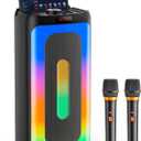 Karaoke Machine with 2 Wireless Microphones, Portable Bluetooth Karaoke Speaker for Adults & Kids, PA System Speaker for Gatherings,Home Party,Outdoor,Camping, Support USB/TF Card/AUX in (80W)