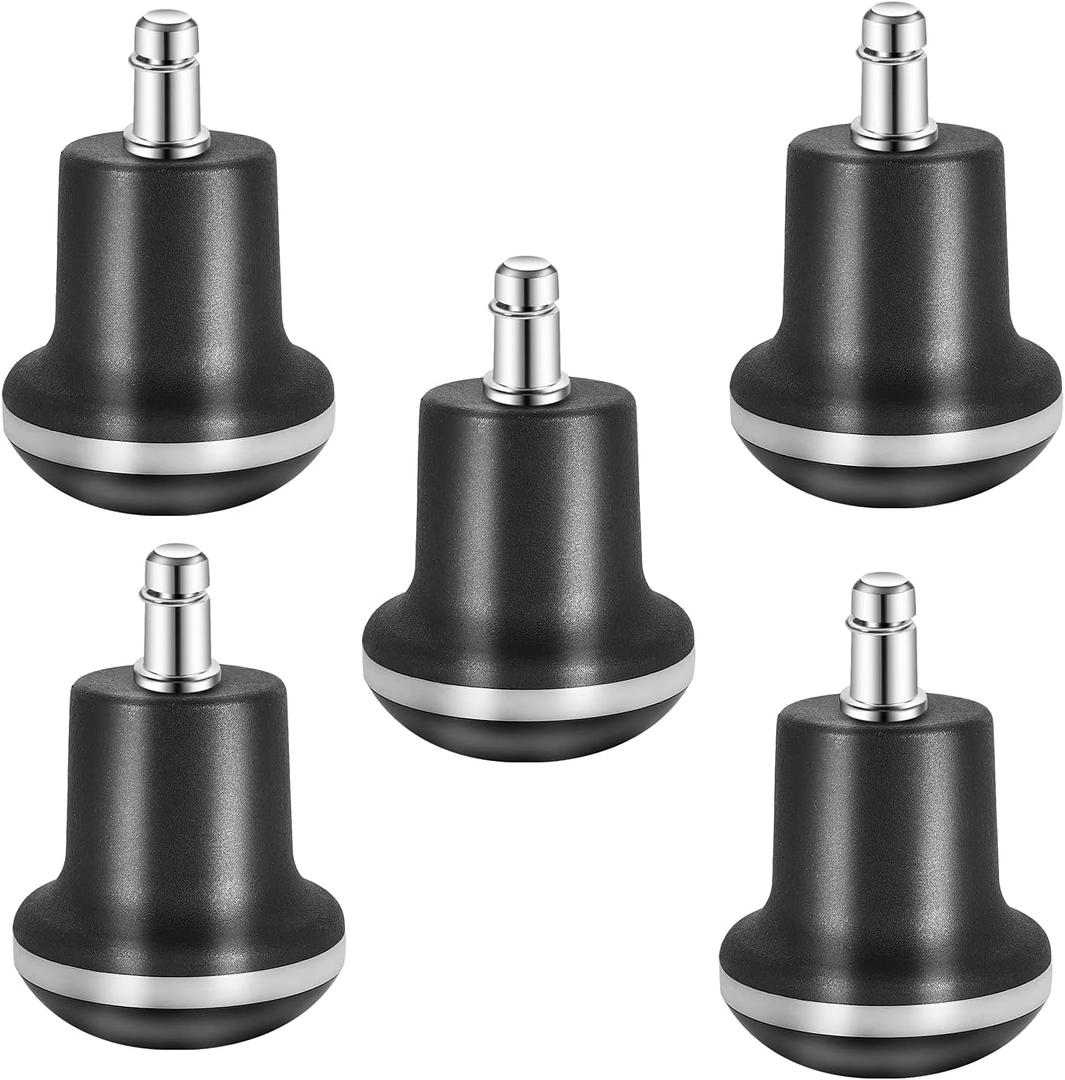 Bell Glides Replacement Office or Chair Stool Swivel Caster Wheels to Fixed Stationary Castors, Short Profile 5pcs (High Bell Glides B)
