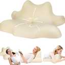 Reading Pillow for Lying, Leaning and Prone, Contour Memory Foam Pillow, Ergonomic Cervical Pillow for Neck and Shoulder Pain Relief, Bed Pillow Beige