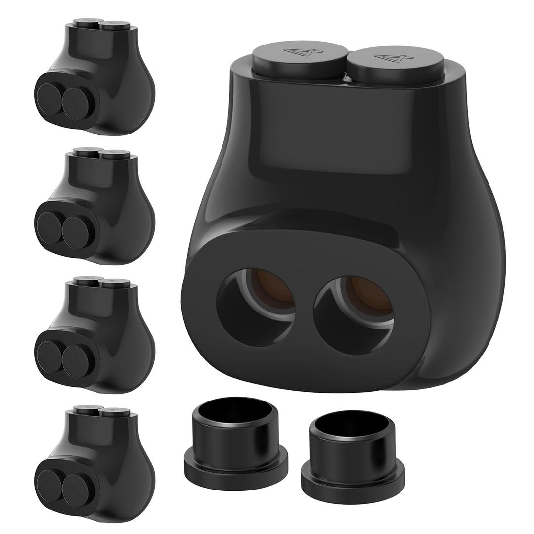 RVBOATPAT 2 Port Insulated Multi Tap Connector 4-14 AWG Aluminum to Copper Wire Connectors Single-Sided Entry Aluminum Wire Connectors Slotted Allen Hex - 5 Pack
