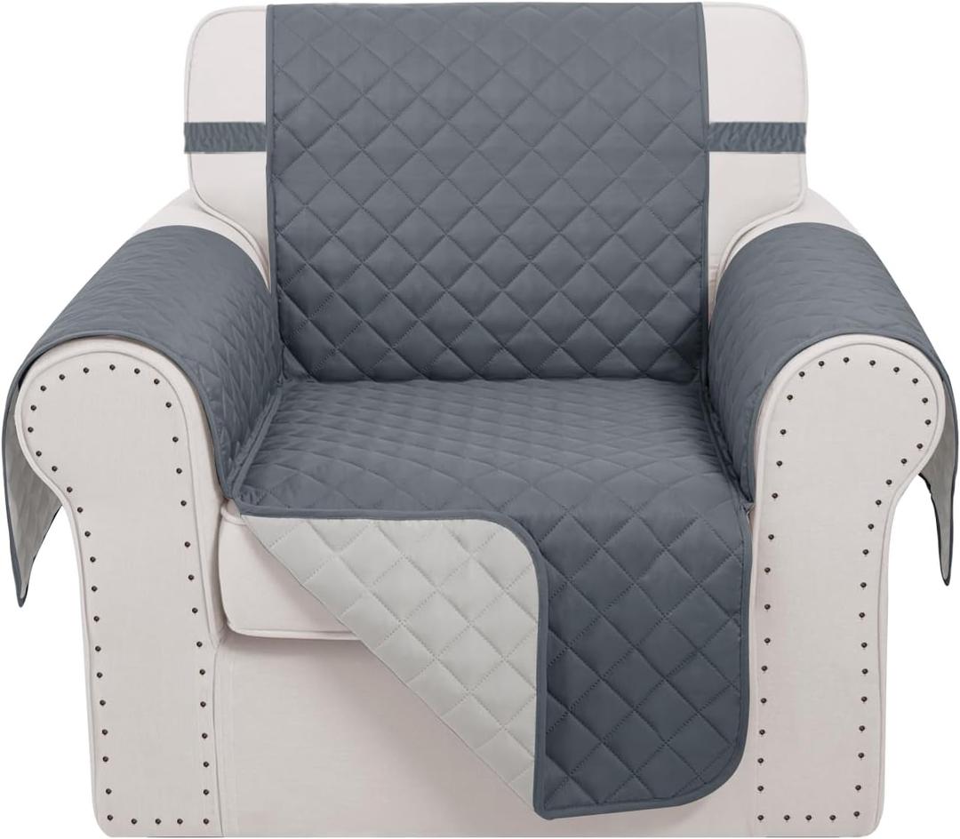 Recliner Chair Covers Reversible Sofa Cover Couch Cover for Pets Lazy Boy Furniture Protector(23''Chair,Dark Blue/Light Grey)