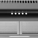 Comfee' Range Hood 30 inch, Under Cabinet Ducted/Ductless Convertible Slim Vent Hood, Durable Stainless Steel Kitchen Stove Hood, 3 Speed Exhaust Fan and 2 LED Lights Range Hood (Black)