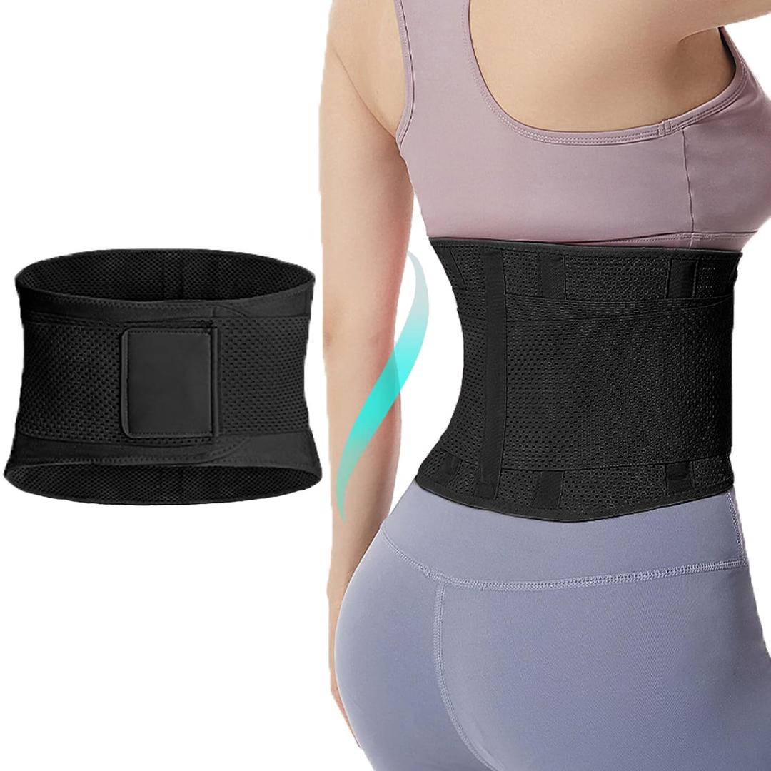 Breathable Lumbar Support Belt for Women - Adjustable Back Brace for Lower Back Pain, Sciatica, Herniated Disc, Scoliosis, Posture Correction & Heavy Lifting at Work(Black, Large)