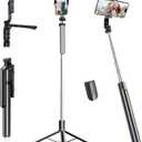 67'' Phone Tripod & Selfie Stick, Tripod for iPhone with Remote, 360 Rotation Phone Holder, Compatible with iPhone Android for Vlog/Live Stream/Video Recording (1.7 Black)