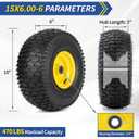 GICOOL 15x6.00-6 Lawn Mower Front Tire Wheel, for Riding Mower Tractor, 2PK, 15x6.00-6 Tire with Rim