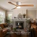 48 Inch Smart Flush Mount Ceiling Fan with Lights and Remote, Low Profile
