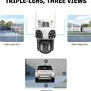 4K Solar Security Cameras Wireless Outdoor with Triple-Lens, 360°PTZ Camera for Home Security with Color Night Vision, PIR Motion Detection, Easy to Install, 2-Way Audio, Spotlight Siren, 2.4G WiFi