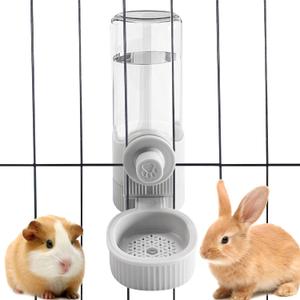 18OZ Rabbit Water Bottle, Pet Water Bottle for Cage Crate,Hanging Automatic Water Dispenser for Cage,Ferret Bunny Guinea Pig Water Bowl,Suitable for Small Animal (Grey, 18OZ)