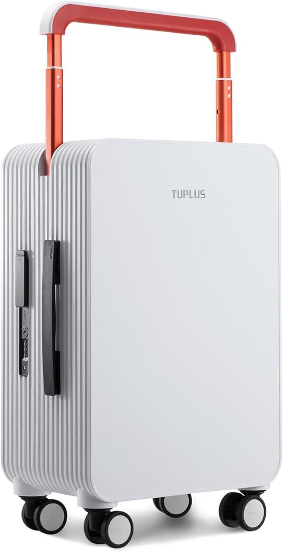 TUPLUS Suitcase ABS Hard Shell Luggage with 4 Spinner Wheels Hold Check in Travel Case, Balance Series (Carry-On 20-Inch, White)