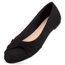 MaxMuxun Women's Faux Suede Round Toe Ballet Dressy Black Flats Shoes, 8 1/2