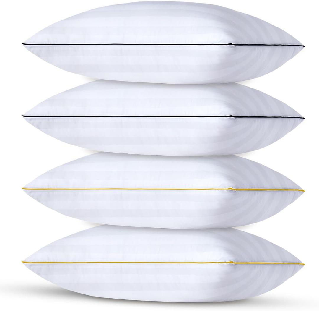 Bed Pillows for Sleeping - Standard/Queen Size Set of 4 Luxury Hotel Quality Pillows for Side Back and Stomach Sleepers, Breathable Fluffy Pillow Soft Bed Pillows (4pcs, Standard)