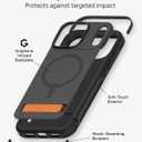 ZAGG Sedona Snap Case with Kickstand for iPhone 17 Pro Max - Flood Black, Drop Protection (13ft/4m), Multi-Layer Protection, with Camera Button, MagSafe Phone Case with Impact-Absorbing Bumpers