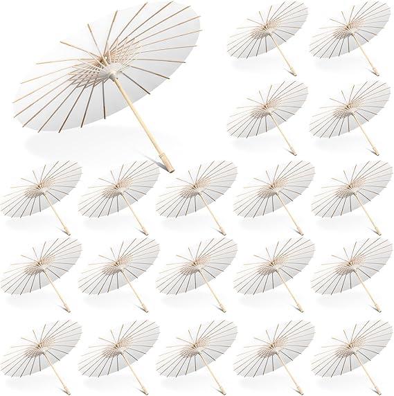 Sanwuta 20 Pcs Paper Umbrella 23.6'' Paper Parasol DIY Decorative Gift Chinese Umbrella for Wedding Christmas Props