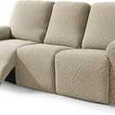2026 Sofa Recliner Cover 5-Piece (69"-91") Super Soft Recliner Couch Covers with Big Pocket & Anti Slip Ties Stay in Place, Stretch Lazy Boy Reclining Couch Sofa Slipcover Durable Washable, Khaki (3 Seat-Regular)
