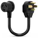 1.5FT 3 Prong to 4 Prong Dryer Adapter, 4 Prong to 3 Prong Dryer Adapter, NEMA 14-30P Male to 10-30R Female, Dryer Cord Adapter 4 to 3 Prong, STW 10AWG, 30A, 250V