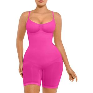 FeelinGirl Shapewear Bodysuit Tummy Control Seamless Sculpting Hip Enhancer Body Shaper for Women (X-Large-XX-Large, Raspberry Pink)