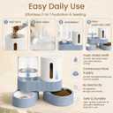 Gravity Cat Feeder 2 Pack Automatic Food Feeder Stainless Steel Water Dispenser Set 360 Degree Rotatable Pet Bowls with Silicone Mat for Cats Small Medium Dogs, Large Capacity(Blue)