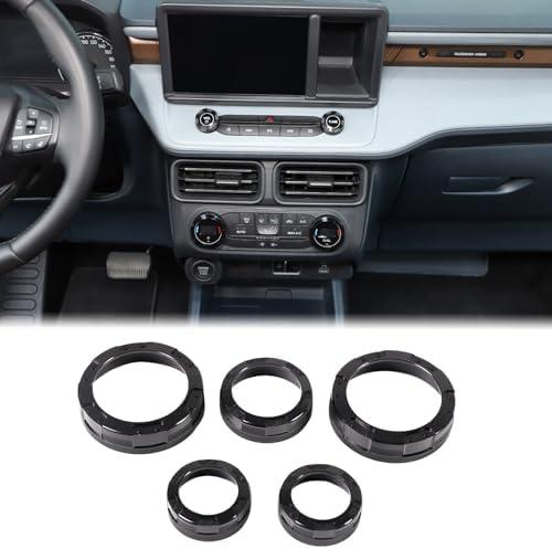 Aunginsy Centre Console Air Conditioner Volume Knob Button Circle Cover Compatible with Ford Maverick 2022-2025 Car Air Conditioner Switch Button Knob Trim Cover Protection Ring Accessories-Mech Style