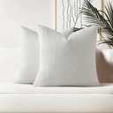 HAUSSY Pack of 2 Pillow Covers 18x18 Inch, Boucle Decorative Throw Pillows Soft Boho Neutral Cushion Covers Home Decor Modern Pillow Cases for Couch Living Room Sofa Bed, White (Covers Only)