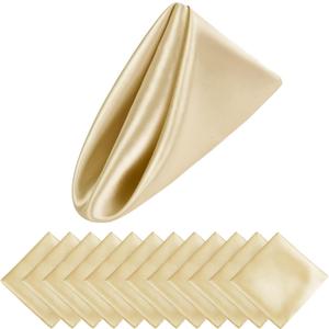 Aneco 12 Pieces Satin Napkin Square 20 x 20 Inches Dinner Napkins Weddings Party Napkin Soft Table Napkins for Romantic Weddings Party Dinner Decoration (Champagne)