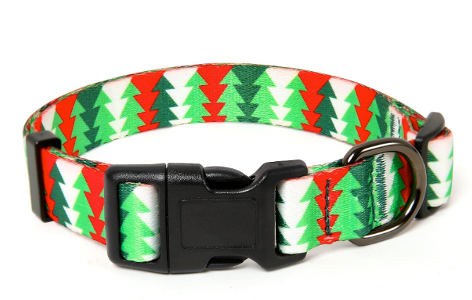 HEELE Christmas Dog Collar, Adjustable Soft Dog Collar for Small Medium Large Dogs,Christmas Tree Patterned Puppy Collars with Quick Release Buckle Christmas Tree S Length 9.84''-14.96'' 