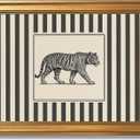Gold Framed Vintage Tiger Wall Art Black and White Striped Wild Animal Poster Retro Jungle Big Cat Wildlife Canvas Print Botanical Safari Minimalist Exotic Artwork for Home Office Decor 16x24inch