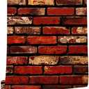 MelunMer Red Brick Peel and Stick Wallpaper 17.7" x 118 Self Adhesive Removable Wallpaper Red Faux Brick Contact Paper Waterproof Decorative Easily to Install Contact Paper for Kitchen Backsplash