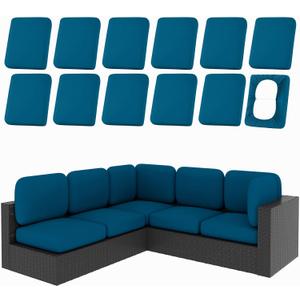 hyha 12Pcs Patio Cushion Covers, Stretch Outdoor Couch Cushion Covers, Washable Outdoor Chair/Sofa Slipcovers for Patio Furniture Cushions Protector with Elastic Bottom(Peacock Blue,Cover Only)