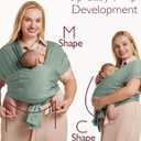 Momcozy Adjustable Buckle Baby Wrap Carrier Cooling Air-Mesh, Easy to Wear Baby Carrier Sling, Baby Carriers Newborn to Toddler 8-35lbs, Suit for Waist 47-57inch,Plus Size Grey Green