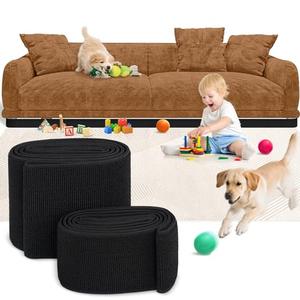 Sunoyar Elastic Under Couch & Bed Blocker for Kids & Pets Toys Adjustable Gap Guard Stops Lost Toys, No Tools Install Fits Right-Angle Furniture Legs (3" H x 132" L)