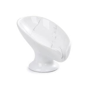 Small Soap Dish, Self Draining Bar Soap Holder for Bathroom Sink, Leaf Shaped Drainage Ceramic with Marble-Pattern Finish, Decorative Soap Dish, No Suction Cup, ANTIS'S HOME