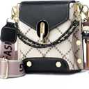 Xiaoyu Small Crossbody Bags for Women Fashion Cell Phone Purse Shoulder Handbags with Wide Strap (Black)