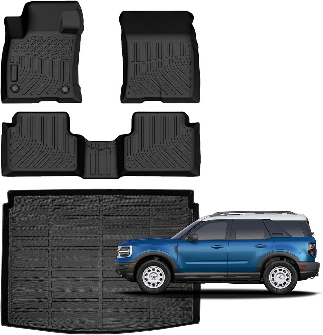 for Ford Bronco Sport Floor Mats 2021 2022 2023 2024 2025 2026,Car Mats for Ford Bronco Sport All Weather Floor Mats Cargo Liner Accessories Anti-Slip Car Mat 2021-2026