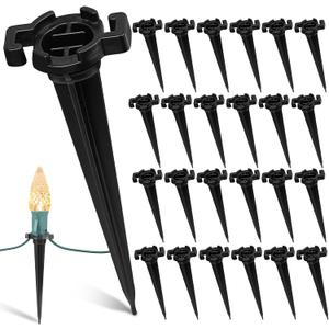 Plastic Light Stakes 200Pack, 4.5 Inch Christmas Yard Stakes for C7 C9 Christmas Lights Outdoor, Christmas Light Stakes for Outdoor Holiday Lights on Pathway, Lawn, Driveway, Garden, Back