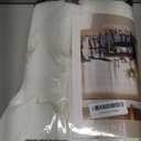 Off White Linen Curtains 102 Inches Long 2 Panels for Living Room Modern Thick Linen Flax Pinch Pleated Memory Trained Light Filtering Ceiling Semi Sheer Curtain with Hook Rings Ivory Beige White