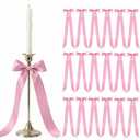 Lyrow 36 Pcs Pink Long Satin Ribbon Bows for Wedding Valentine Candlestick Chairs Hair Bows for Women Bridal Baby Shower Backdrop Wine Glass DIY Birthday Party Table Decor(19.7" x 5.28")