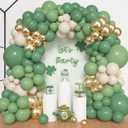 Ouddy Life 157Pcs Green Balloon Arch Garland Kit, Sage Green White Sand Gold Latex Confetti Balloons Different Size for Baby Shower Birthday Wedding Jungle Party Safari Baptism Decorations