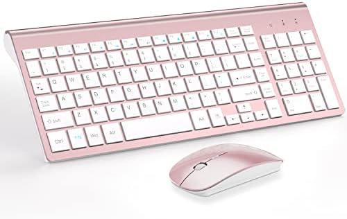 Wireless Keyboard and Mouse Ultra Slim Combo, TopMate 2.4G Silent Compact USB 2400DPI Mouse and Scissor Switch Keyboard Set with Cover, 2 AA & 2 AAA Batteries,for PC/Laptop/Windows/Mac-Rose Gold White Wireless Keyboard and Mouse Ultra Slim Combo, TopMate 2.4G Silent Compact USB 2400DPI Mouse and Scissor Switch Keyboard Set with Cover, 2 AA & 2 AAA Batteries,for PC/Laptop/Windows/Mac-Rose Gold White