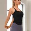 BMJL Womens Workout Tank Tops Built in Bra Ruched Gym Tops Racerback Athletic Yoga Shirts (Black, S)